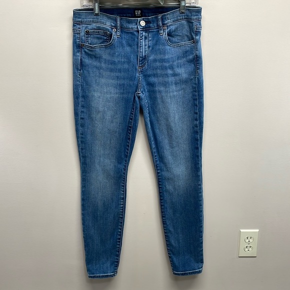 Gap Stretch True Skinny Mid Rise Medium Indigo Denim Jeans 31R - Picture 1 of 15